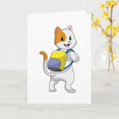 Katze als Hiker mit Rucksack Karte (Gelbe Blume)
