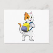 Katze als Hiker mit Rucksack Postkarte (Vorderseite)
