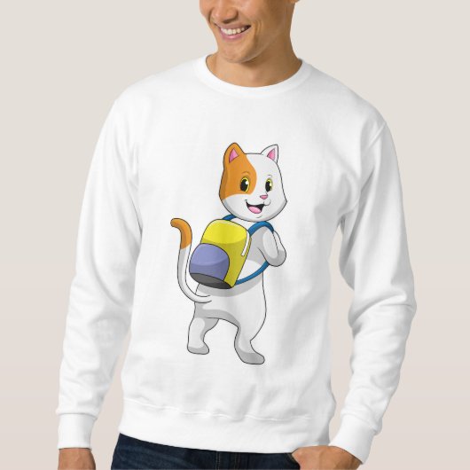 Katze als Hiker mit Rucksack Sweatshirt (Vorderseite)