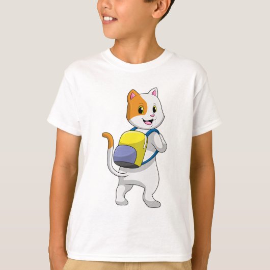 Katze als Hiker mit Rucksack T-Shirt (Vorderseite)