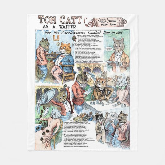 Katze als Kellner, Louis Wain Fleecedecke (Vorderseite)