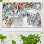 Katze als Kellner, Louis Wain Geschirrtuch (Gefaltet)