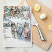 Katze als Kellner, Louis Wain Geschirrtuch (Viertel Falte)