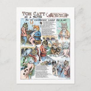 Katze als Kellnerin, Louis Wain Postkarte