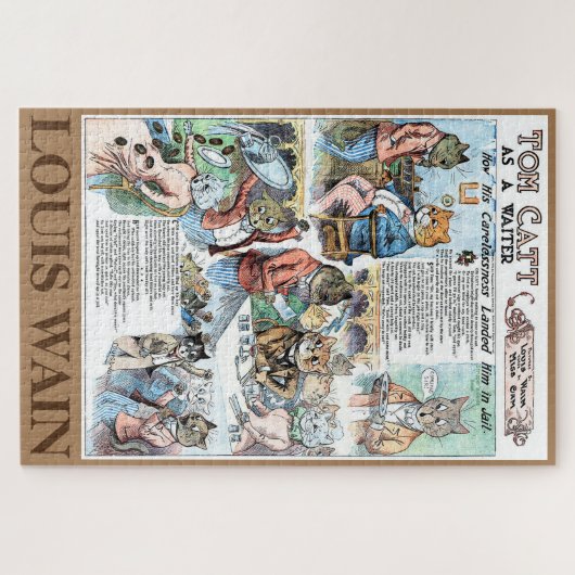 Katze als Kellnerin, Louis Wain Puzzle (Horizontal)