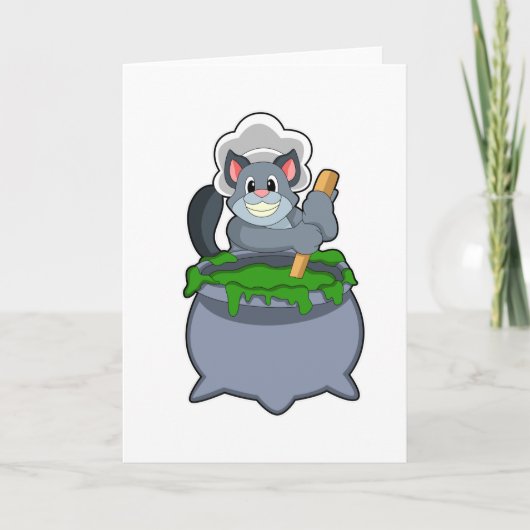 Katze als Koch mit Zaubertrank Karte (Vorderseite)