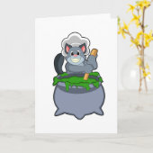 Katze als Koch mit Zaubertrank Karte (Gelbe Blume)