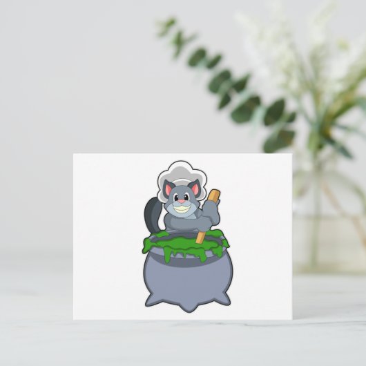 Katze als Koch mit Zaubertrank Postkarte (Stehend Vorderseite)