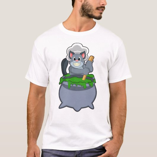 Katze als Koch mit Zaubertrank T-Shirt (Vorderseite)