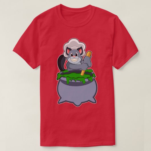 Katze als Koch mit Zaubertrank T-Shirt (Design vorne)