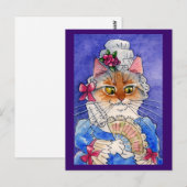 Katze als Königin Marie Antoinette Postkarte (Vorne/Hinten)