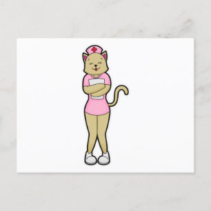 Katze als Krankenschwester mit medizinischer Liste Postkarte