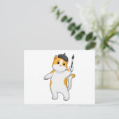 Katze als Maler mit Pinsel Postkarte (Stehend Vorderseite)