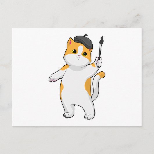 Katze als Maler mit Pinsel Postkarte (Vorderseite)