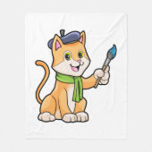 Katze als Maler mit Pinsel und Karpfen Fleecedecke (Vorderseite)