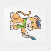 Katze als Maler mit Pinsel und Karpfen Fleecedecke (Vorderseite (Horizontal))