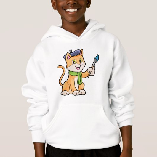 Katze als Maler mit Pinsel und Karpfen Hoodie (Vorderseite)