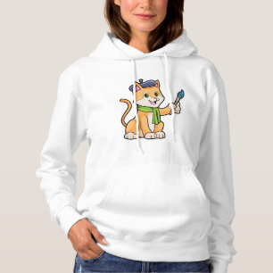Katze als Maler mit Pinsel und Karpfen Hoodie