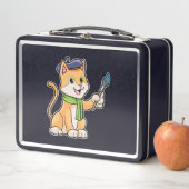 Katze als Maler mit Pinsel und Karpfen Metall Brotdose (Beispiel)