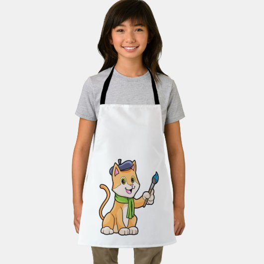 Katze als Maler mit Pinsel und Karpfen Schürze (Insitu)