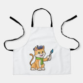 Katze als Maler mit Pinsel und Karpfen Schürze (Vorderseite)