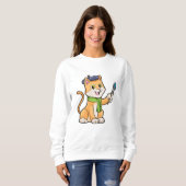 Katze als Maler mit Pinsel und Karpfen Sweatshirt (Vorne ganz)