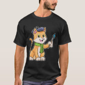 Katze als Maler mit Pinsel und Karpfen T-Shirt (Vorderseite)