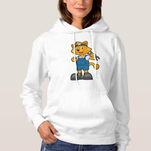 Katze als Mechanik mit Spanner Hoodie (Vorderseite)