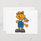 Katze als Mechanik mit Spanner Postkarte (Vorne/Hinten)