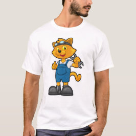 Katze als Mechanik mit Spanner T-Shirt