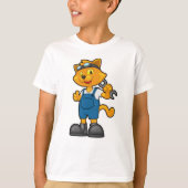 Katze als Mechanik mit Spanner T-Shirt (Vorderseite)