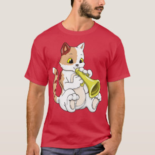 Katze als Musiker mit Trompete T-Shirt