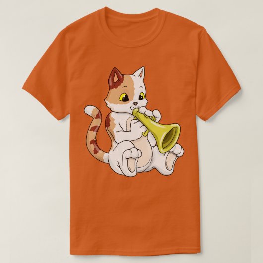 Katze als Musikerin mit et T-Shirt (Design vorne)