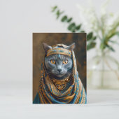 Katze als Pharaoh Queen verkleidet Postkarte (Stehend Vorderseite)