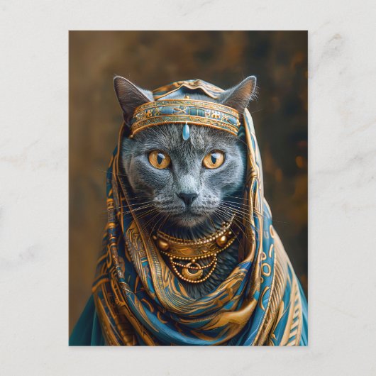 Katze als Pharaoh Queen verkleidet Postkarte (Vorderseite)