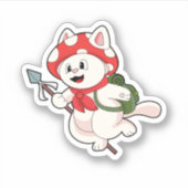 Katze als Pilzsucher mit Pilzsaal Aufkleber (Vorderseite)