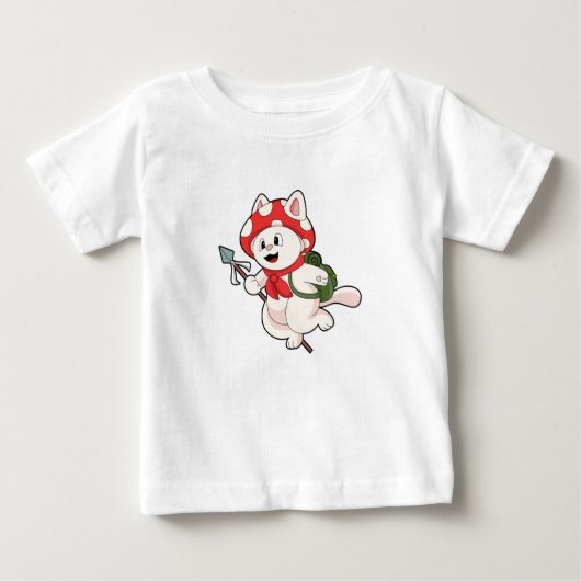 Katze als Pilzsucher mit Pilzsaal Baby T-shirt (Vorderseite)