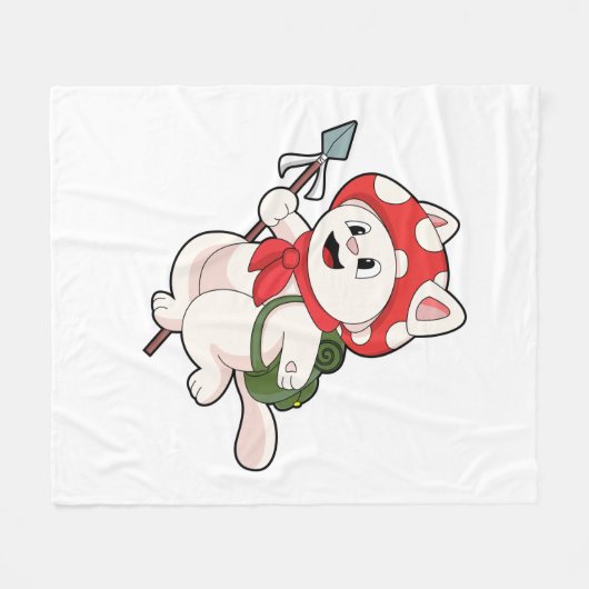 Katze als Pilzsucher mit Pilzsaal Fleecedecke (Vorderseite (Horizontal))