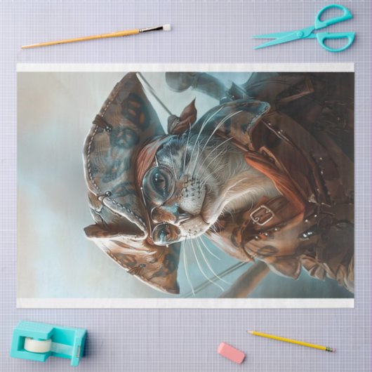 Katze als Pirate Decoupage verkleidet Seidenpapier (Basteln)