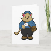 Katze als Postman mit Umschlag & Beutel Karte (Vorderseite)
