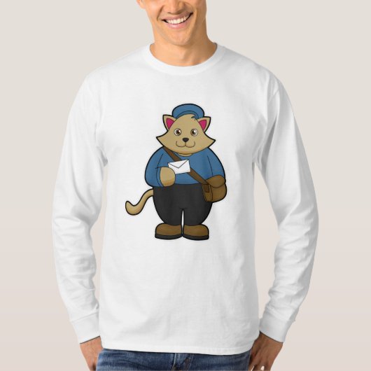 Katze als Postman mit Umschlag & Beutel T-Shirt (Vorderseite)