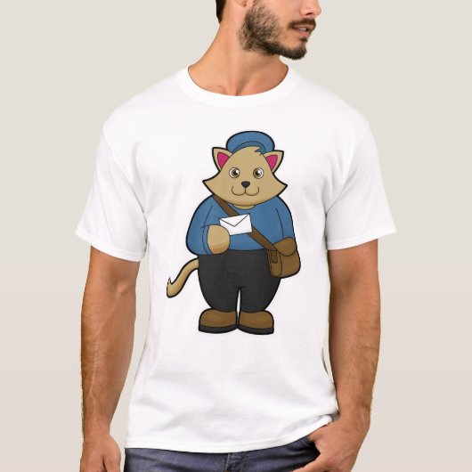 Katze als Postman mit Umschlag & Beutel T-Shirt (Vorderseite)