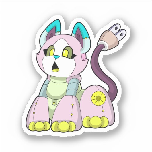 Katze als Roboter Aufkleber (Vorderseite)