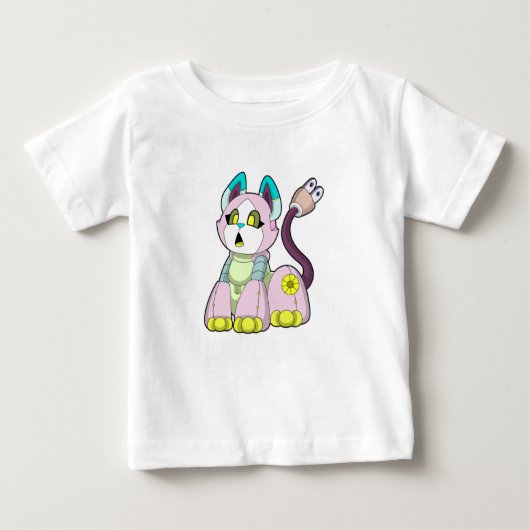 Katze als Roboter Baby T-shirt (Vorderseite)