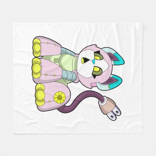 Katze als Roboter Fleecedecke (Vorderseite (Horizontal))