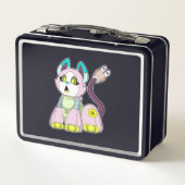 Katze als Roboter Metall Brotdose (Rückseite)