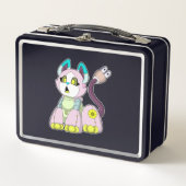 Katze als Roboter Metall Brotdose (Vorderseite)