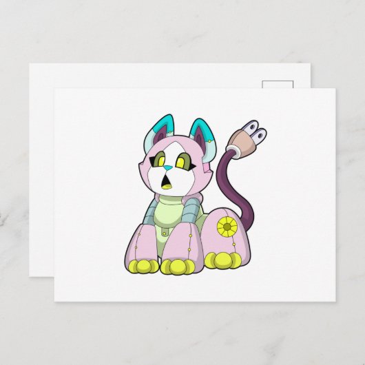 Katze als Roboter Postkarte (Vorne/Hinten)