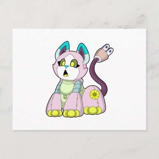 Katze als Roboter Postkarte (Vorderseite)