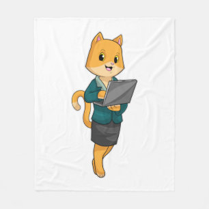 Katze als Sekretär für Laptop Fleecedecke